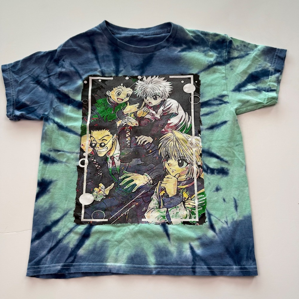 Hunter x Hunter Tie Dye Graphic Tee Blue Green Anime Manga Shirt Small